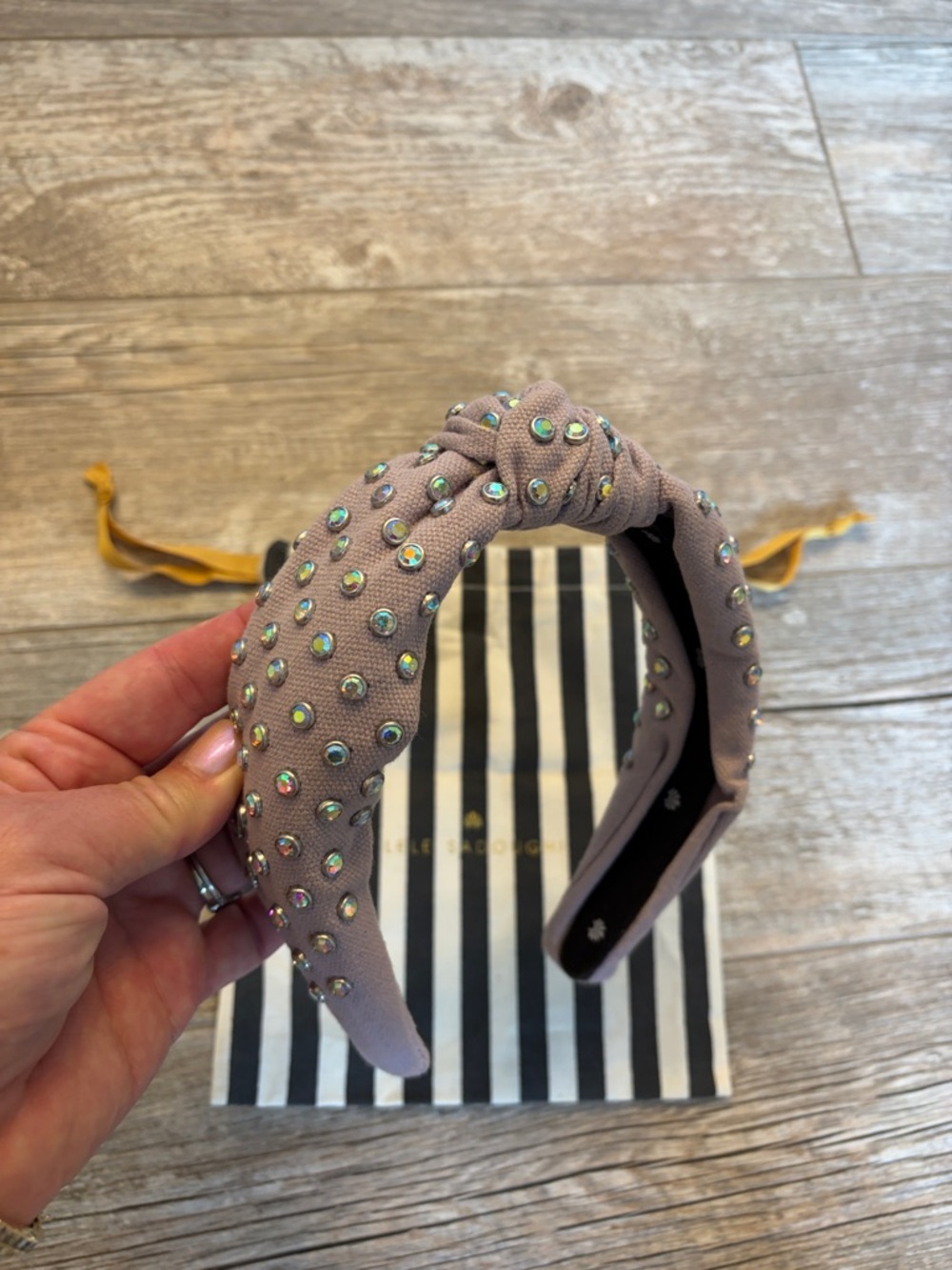 Lele Sadoughi lavender rhinestone knot headband OS LN